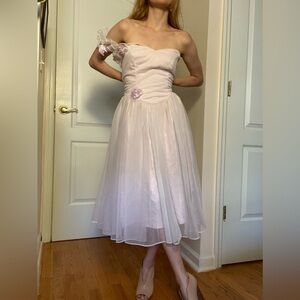 Vintage Alfred Angelo Lavender One-Shoulder Evening Gown – Sz 0/2
